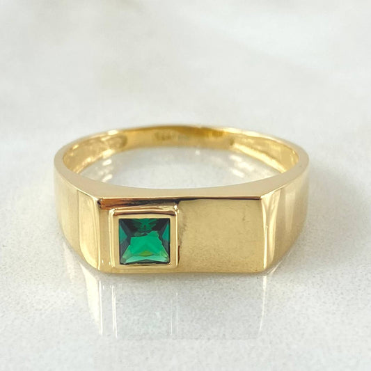 Anillo Rectangulo Bisel 4.6gr / T10 3/4 / Oro Amarillo 18K ©