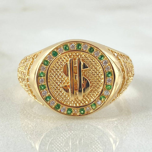 Anillo Signo Dólar 7.25gr / T10 1/4 / Oro Amarillo 18K