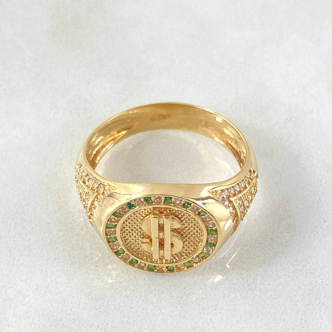 Anillo Signo Dólar 7.25gr / T10 1/4 / Oro Amarillo 18K