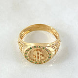 Anillo Signo Dólar 7.25gr / T10 1/4 / Oro Amarillo 18K