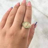Anillo Signo Dólar 7.25gr / T10 1/4 / Oro Amarillo 18K