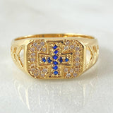 Anillo Sello Cruz 4.7gr / T9 1/4 / Oro Amarillo 18K