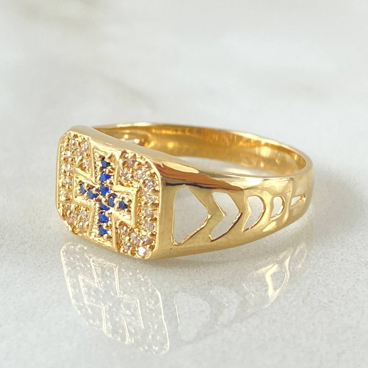 Anillo Sello Cruz 4.7gr / T9 1/4 / Oro Amarillo 18K