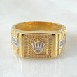 Anillo Correa Corona 8gr / T10 1/4 / Dos Oros Amarillo Blanco 18K