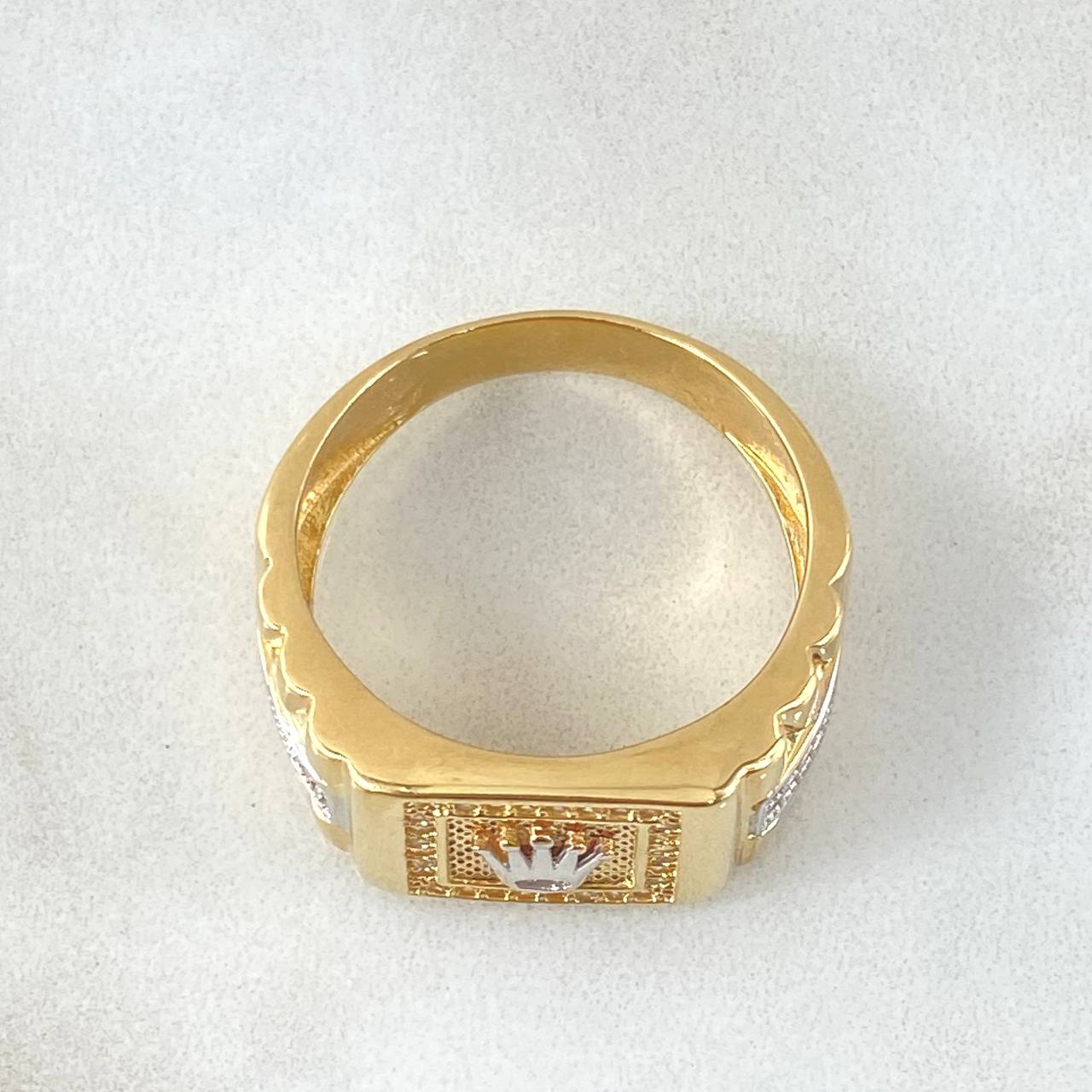 Anillo Correa Corona 8gr / T10 1/4 / Dos Oros Amarillo Blanco 18K