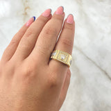 Anillo Correa Corona 8gr / T10 1/4 / Dos Oros Amarillo Blanco 18K