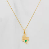 Set Cadena Veneciana + Dije Mapa Esmeralda 06Pts / 1.3 g / 50 cm Oro Amarillo 18K