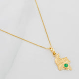 Set Cadena Veneciana + Dije Mapa Esmeralda 0.6Pts / 1.3 g / 50 cm Oro Amarillo 18K