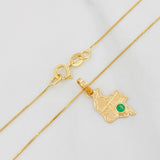 Set Cadena Veneciana + Dije Mapa Esmeralda 05Pts / 1.5 g / 50 cm Oro Amarillo 18K