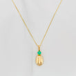 Set Cadena Veneciana + Dije Grano Cafe Esmeralda 0.8Pts / 1.35 g / 50 cm Oro Amarillo 18K