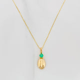 Set Cadena Veneciana + Dije Grano Cafe Esmeralda 0.8Pts / 1.35 g / 50 cm Oro Amarillo 18K