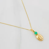 Set Cadena Veneciana + Dije Grano Cafe Esmeralda 0.8Pts / 1.35 g / 50 cm Oro Amarillo 18K