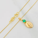 Set Cadena Veneciana + Dije Grano Cafe Esmeralda 0.8Pts / 1.35 g / 50 cm Oro Amarillo 18K