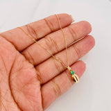 Set Cadena Veneciana + Dije Grano Cafe Esmeralda 0.8Pts / 1.35 g / 50 cm Oro Amarillo 18K