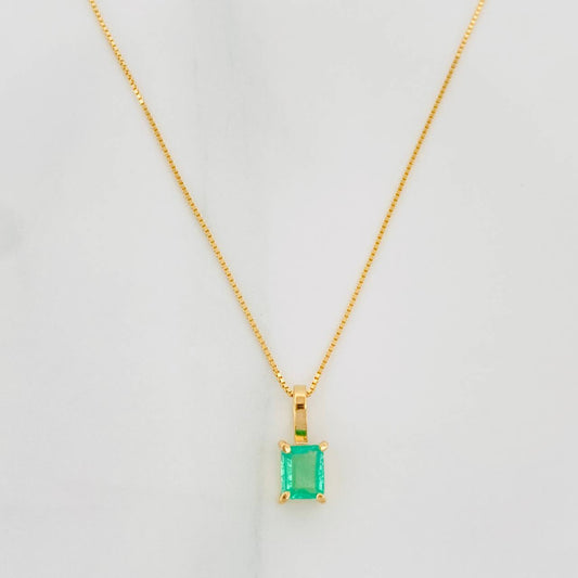 Set Cadena Veneciana + Dije Cuadrado Esmeralda 26Pts / 1.25 g / 45 cm Oro Amarillo 18K
