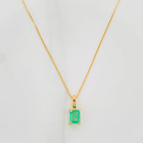 Set Cadena Veneciana + Dije Cuadrado Esmeralda 26Pts / 1.25 g / 45 cm Oro Amarillo 18K