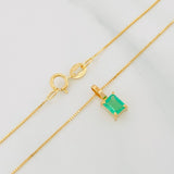 Set Cadena Veneciana + Dije Cuadrado Esmeralda 26Pts / 1.25 g / 45 cm Oro Amarillo 18K