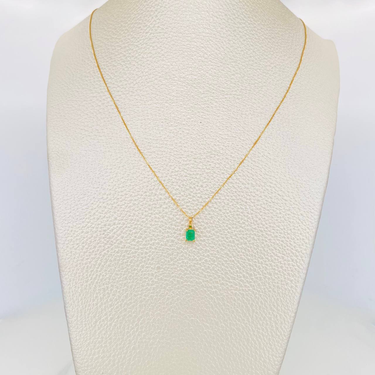 Set Cadena Veneciana + Dije Cuadrado Esmeralda 14Pts / 1.15 g / 45 cm Oro Amarillo 18K