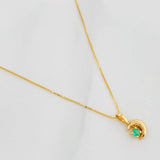 Set Cadena Veneciana + Dije Luna Esmeralda 06Pts / 1.2 g / 50 cm Oro Amarillo 18K