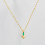 Set Cadena Veneciana + Dije Corazon Esmeralda 03Pts / 1.2 g / 45 cm Oro Amarillo 18K