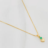 Set Cadena Veneciana + Dije Corazon Esmeralda 03Pts / 1.15 g / 45 cm Oro Amarillo 18K