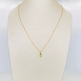 Set Cadena Veneciana + Dije Corazon Esmeralda 03Pts / 1.2 g / 45 cm Oro Amarillo 18K
