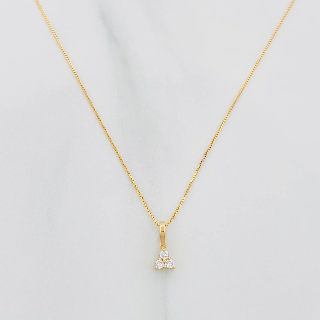 Set Cadena Veneciana + Dije Trebol Diamantes 6Pts / 1.2 g / 45 cm Oro Amarillo 18K