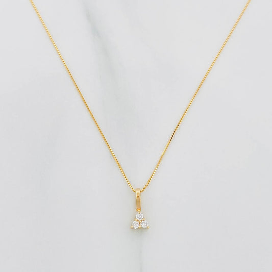 Set Cadena Veneciana + Dije Trebol Diamantes 06Pts / 1.2 g / 45 cm Oro Amarillo 18K