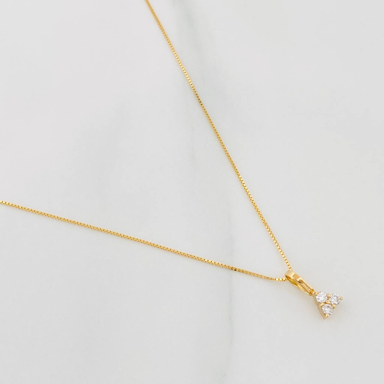 Set Cadena Veneciana + Dije Trebol Diamantes 6Pts / 1.2 g / 45 cm Oro Amarillo 18K