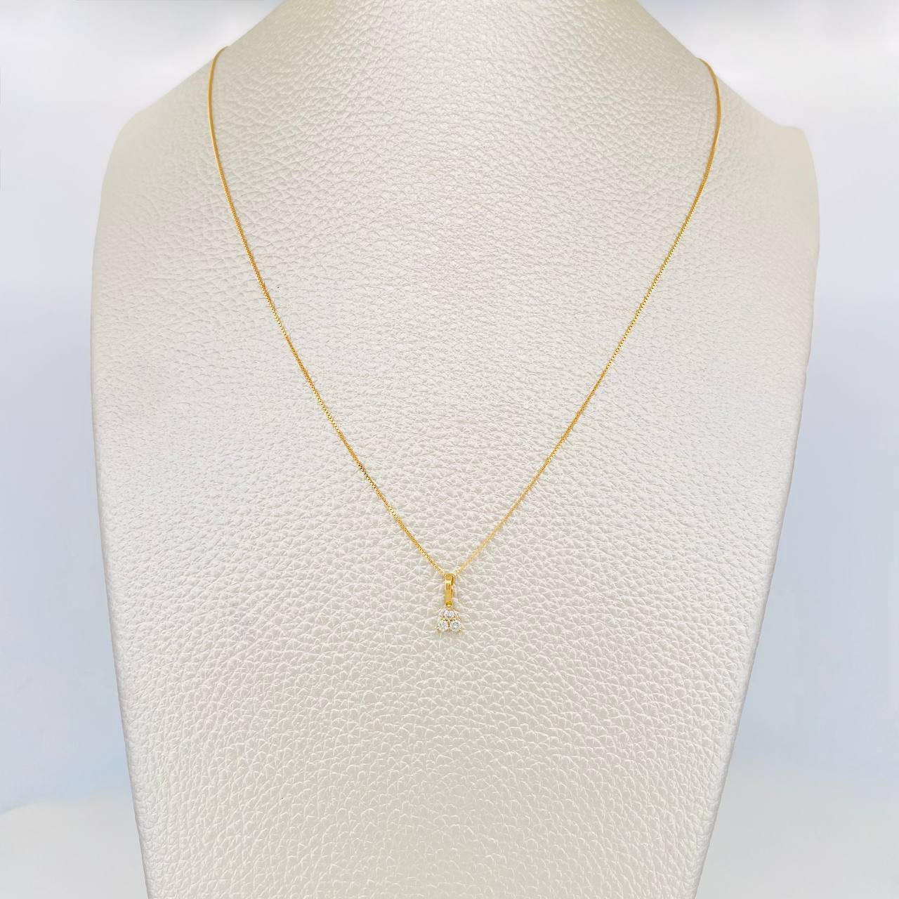 Set Cadena Veneciana + Dije Trebol Diamantes 6Pts / 1.2 g / 45 cm Oro Amarillo 18K