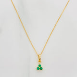 Set Cadena Veneciana + Dije Trebol Esmeralda 10Pts / 1.25 g / 45 cm Oro Amarillo 18K