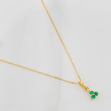 Set Cadena Veneciana + Dije Trebol Esmeralda 10Pts / 1.25 g / 45 cm Oro Amarillo 18K