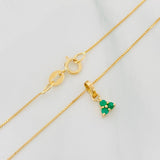 Set Cadena Veneciana + Dije Trebol Esmeralda 13Pts / 1.3 g / 45 cm Oro Amarillo 18K