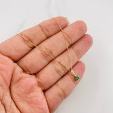 Set Cadena Veneciana + Dije Trebol Esmeralda 10Pts / 1.25 g / 45 cm Oro Amarillo 18K