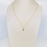 Set Cadena Veneciana + Dije Trebol Esmeralda 10Pts / 1.25 g / 45 cm Oro Amarillo 18K