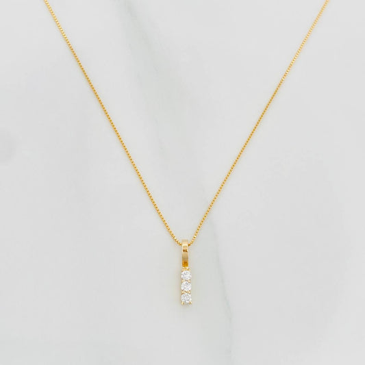 Set Cadena Veneciana + Dije Trio Lineal Diamantes 06Pts / 1.3 g / 45 cm Oro Amarillo 18K