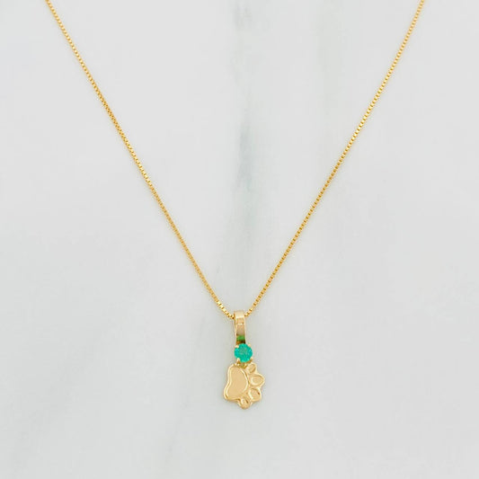 Set Cadena Veneciana + Dije Huella Esmeralda 06Pts / 1.25 g / 45 cm Oro Amarillo 18K