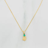 Set Cadena Veneciana + Dije Huella Esmeralda 06Pts / 1.25 g / 45 cm Oro Amarillo 18K