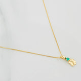 Set Cadena Veneciana + Dije Huella Esmeralda 03Pts / 1.15 g / 45 cm Oro Amarillo 18K