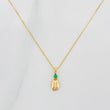Set Cadena Veneciana + Dije Grano Cafe Esmeralda 03Pts / 1.25 g / 50 cm Oro Amarillo 18K