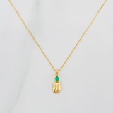 Set Cadena Veneciana + Dije Grano Cafe Esmeralda 03Pts / 1.25 g / 45 cm Oro Amarillo 18K