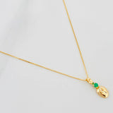 Set Cadena Veneciana + Dije Grano Cafe Esmeralda 03Pts / 1.25 g / 50 cm Oro Amarillo 18K