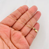 Set Cadena Veneciana + Dije Grano Cafe Esmeralda 03Pts / 1.25 g / 50 cm Oro Amarillo 18K