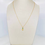 Set Cadena Veneciana + Dije Grano Cafe Esmeralda 03Pts / 1.25 g / 50 cm Oro Amarillo 18K
