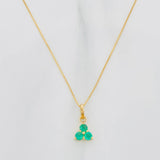 Set Cadena Veneciana + Dije Trebol Esmeralda 22Pts / 1.4 g / 50 cm Oro Amarillo 18K