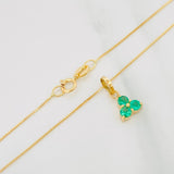 Set Cadena Veneciana + Dije Trebol Esmeralda 22Pts / 1.4 g / 50 cm Oro Amarillo 18K