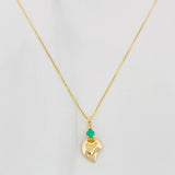 Set Cadena Veneciana + Dije Corazon Esmeralda 06Pts / 1.35 g / 50 cm Oro Amarillo 18K