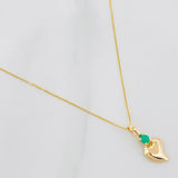 Set Cadena Veneciana + Dije Corazon Esmeralda 06Pts / 1.45 g / 49.5 cm Oro Amarillo 18K