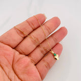Set Cadena Veneciana + Dije Corazon Esmeralda 06Pts / 1.35 g / 50 cm Oro Amarillo 18K