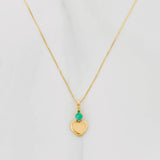 Set Cadena Veneciana + Dije Corazon Esmeralda 06Pts / 1.4 g / 50 cm Oro Amarillo 18K